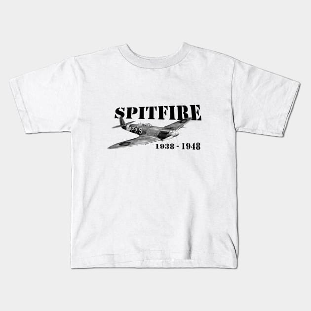 Spitfire Fighter Plane Kids T-Shirt by General-Rascal